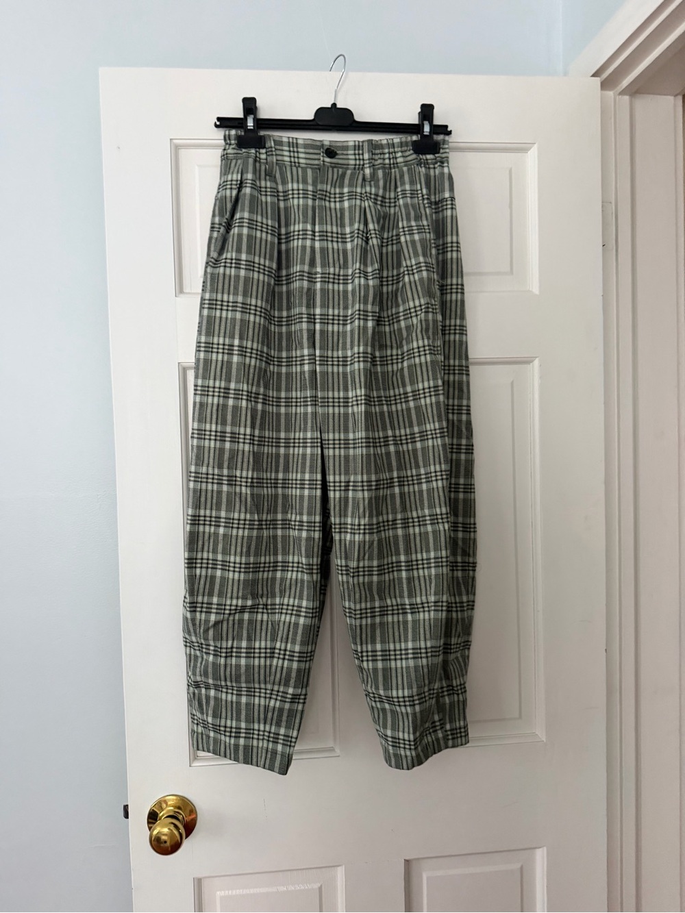 Urban Outfitters Plaid Wide Leg Pants in Sage Green